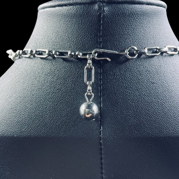 Pakula Silver Tone Twisted Link Collar Necklace Vintage Statement Adjustable 16" - Picture 5 of 6